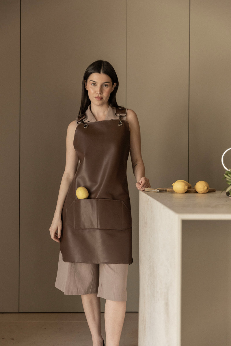 Tablier en cuir végan Chocolat Harmony Boutique