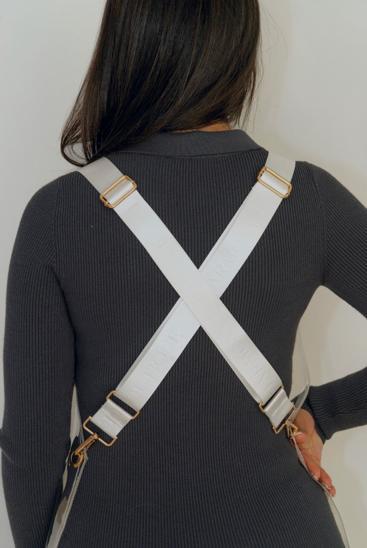 sangles tablier coiffeur blanches pure gold dos croisé